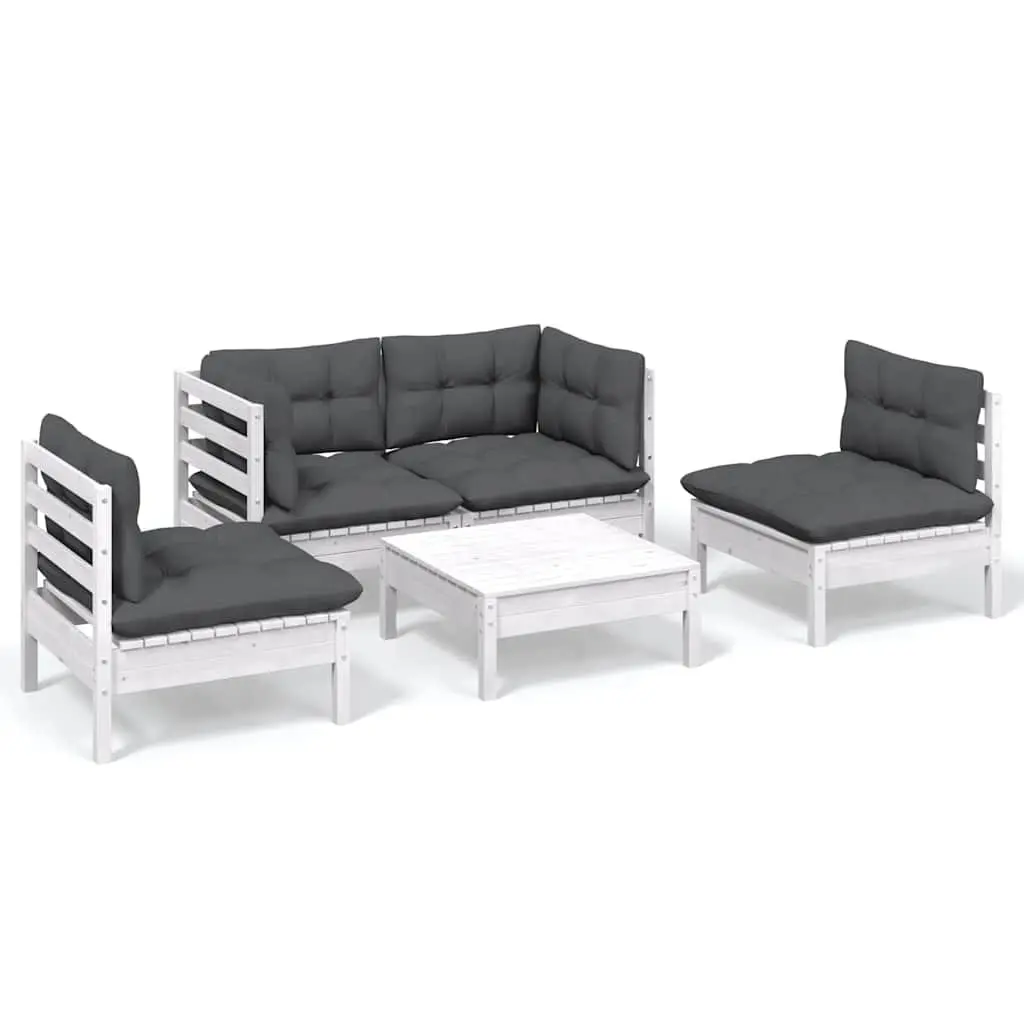 5-Piece Modular Garden Lounge Set with Solid Pinewood