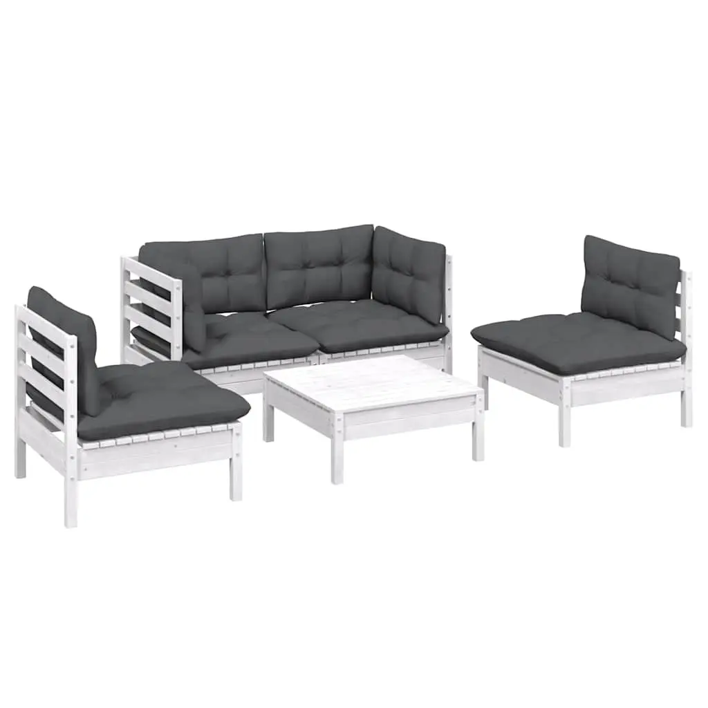5-Piece Modular Garden Lounge Set with Solid Pinewood