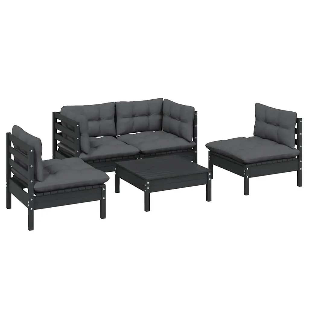 5 Piece Black Garden Lounge Set