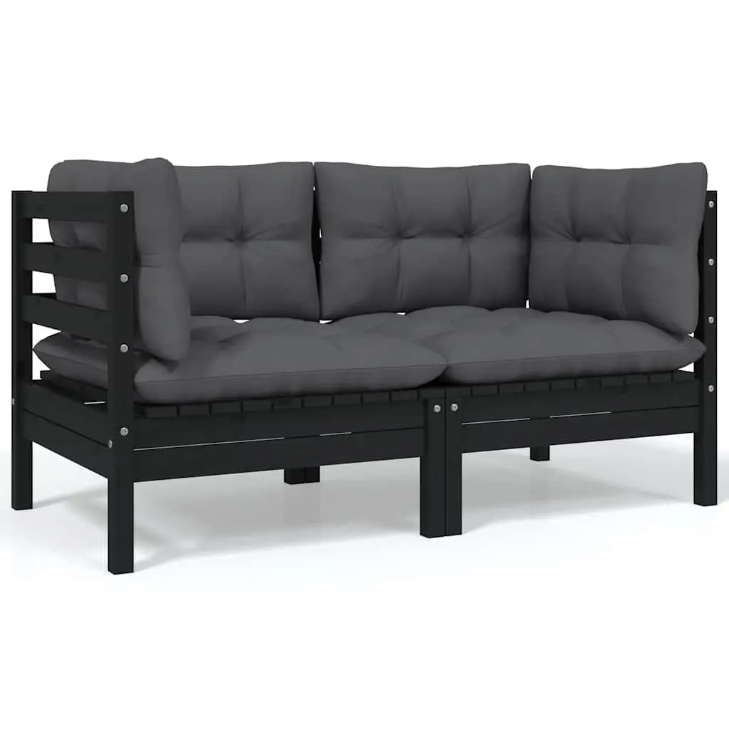 Garden Lounge Set Outdoor Patio Furniture 5 Piece Black