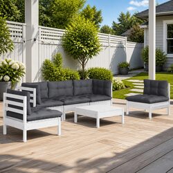 6 Piece White Modular Garden Lounge Set Specifications