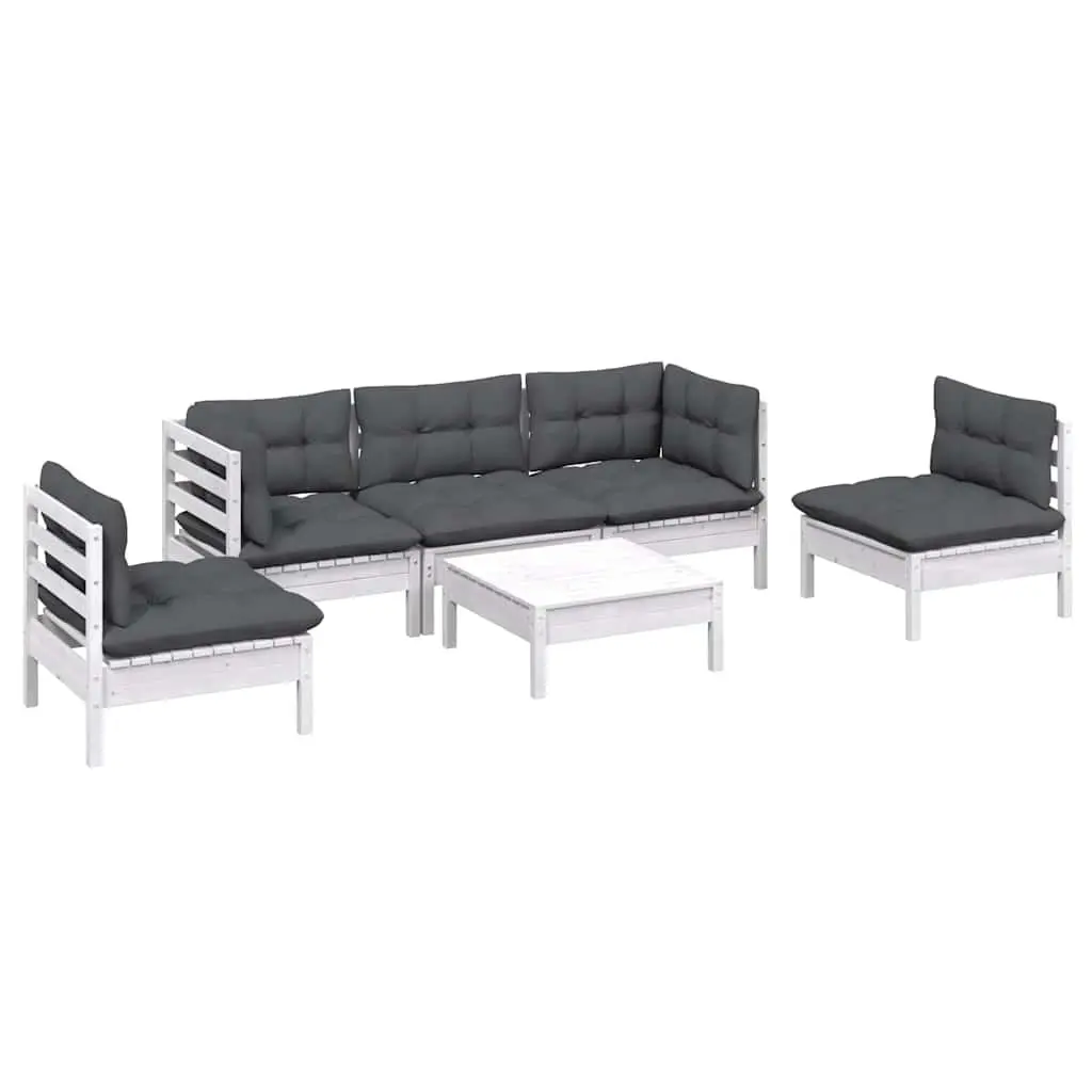 6 Piece White Modular Garden Lounge Set