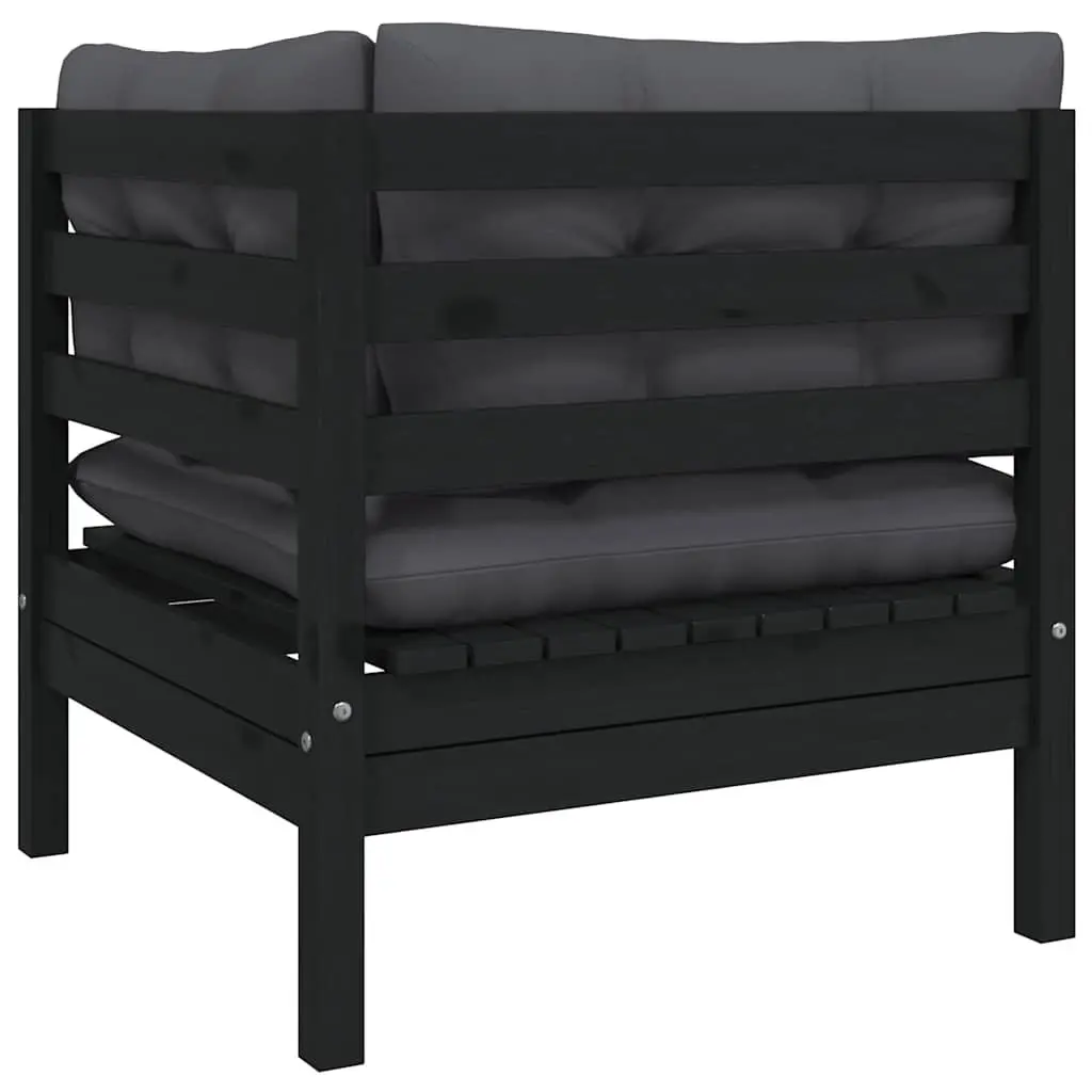 Outdoor Lounge Set 6 Piece Garden Furniture Pinewood Black with Cushions