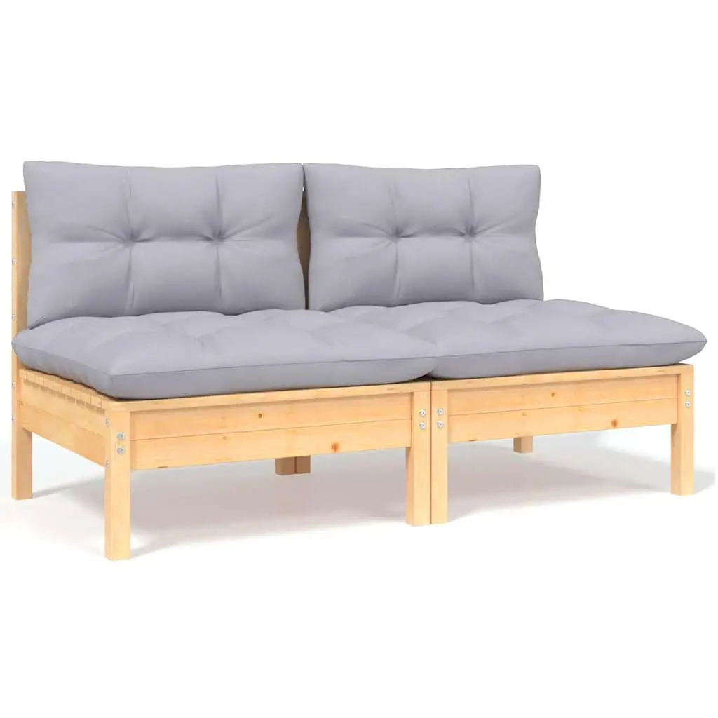 Garden Lounge Set Outdoor Furniture for Patio 6 Piece Solid Pinewood with Grey Cushions