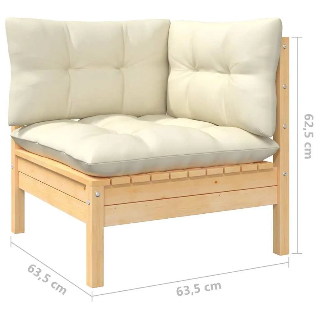 Garden Lounge Set 6 Piece Outdoor Patio Furniture Cream Cushions Modular