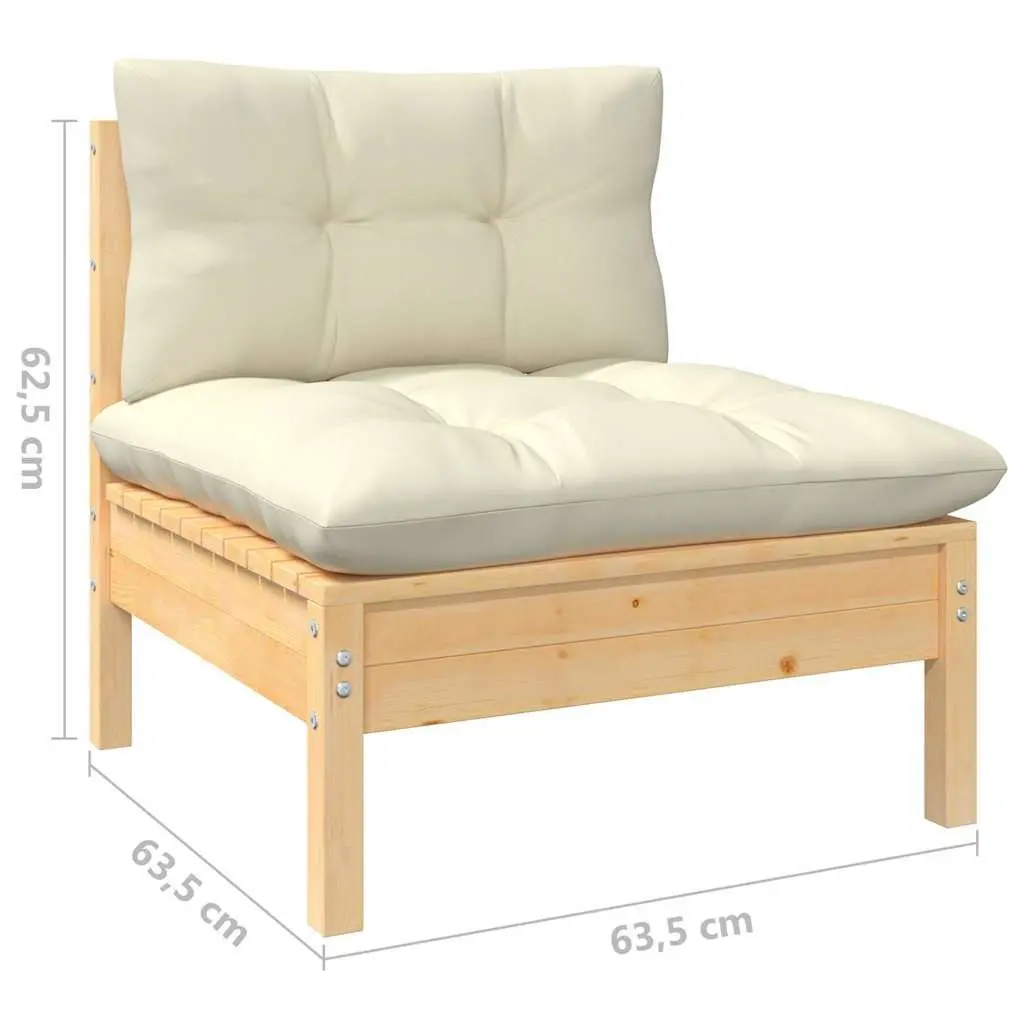 Garden Lounge Set 6 Piece Outdoor Patio Furniture Cream Cushions Modular