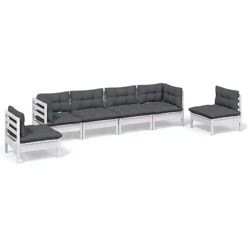 6 Piece Modular Outdoor Lounge Set in White
