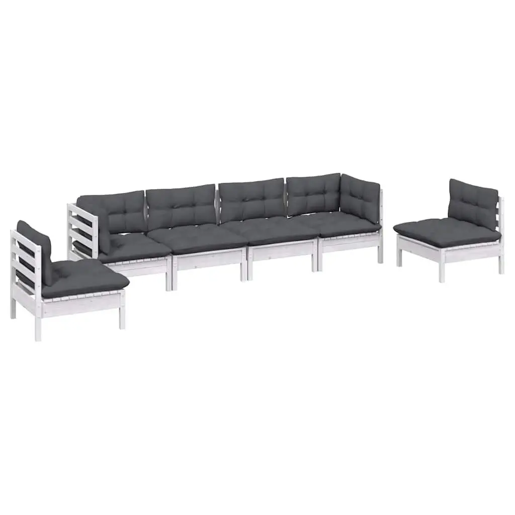 6 Piece Modular Outdoor Lounge Set in White