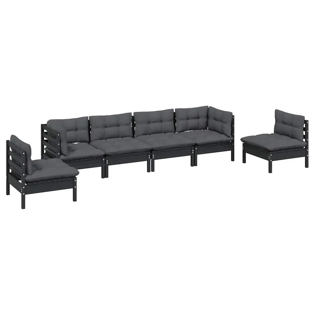 Garden Lounge Set Outdoor Furniture Patio Seating 6 Piece Black