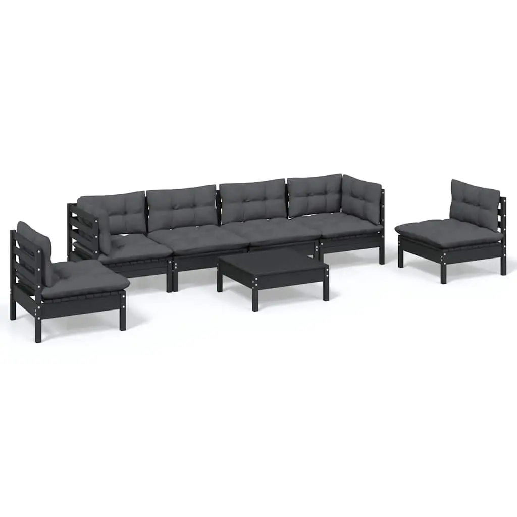 7 Piece Solid Pinewood Garden Lounge Set