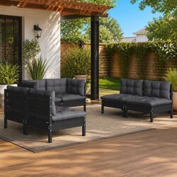 Specifications of 6 Piece Black Garden Lounge Set