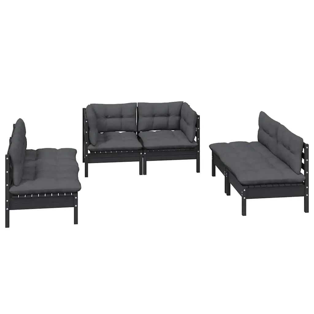6 Piece Black Garden Lounge Set