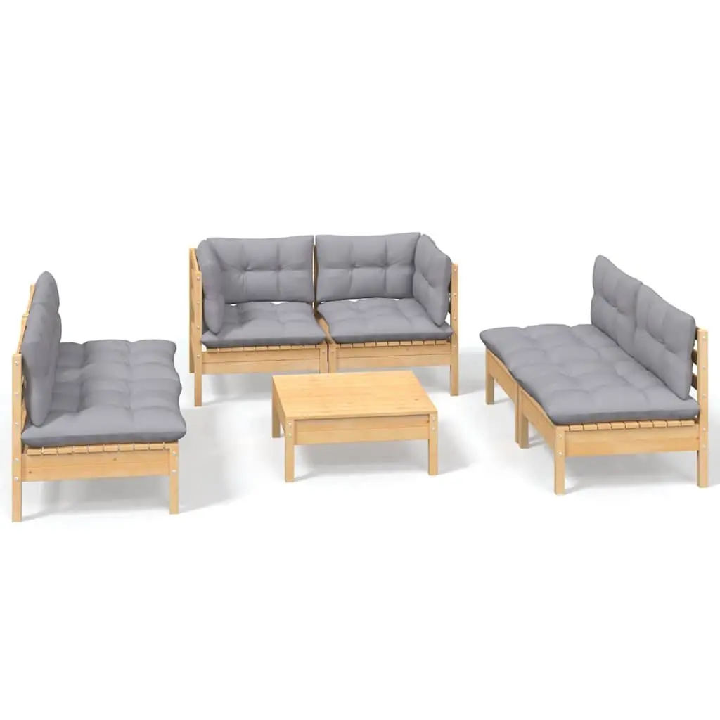 7-Piece Modular Garden Lounge Set in Grey