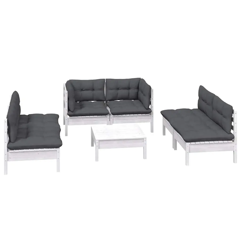 7 Piece Garden Lounge Set with Cushions Solid Pinewood Outdoor Patio Furniture