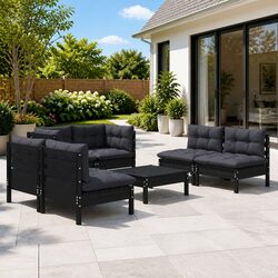 Specifications for Black 7-Piece Garden Lounge Set