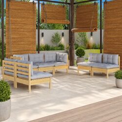7-Piece Patio Furniture Set – Solid Pinewood with Cushions
