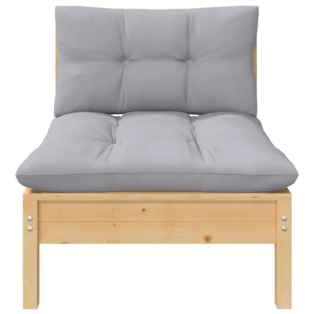 Garden Lounge Set 7 Piece Outdoor Furniture Patio Sofa Grey Cushions Pinewood