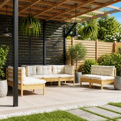 7-Piece Garden Lounge Set: Solid Pinewood with Cream Cushions