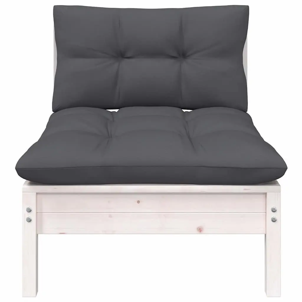 Garden Lounge Set Outdoor Furniture 7 Piece White Pinewood Patio Modular