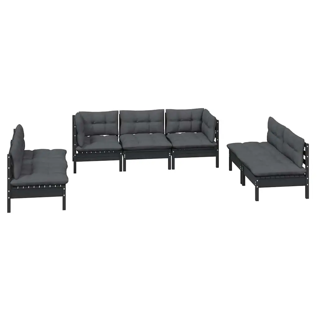 Garden Lounge Set 7 Piece Modular Outdoor Patio Furniture with Cushions Pinewood