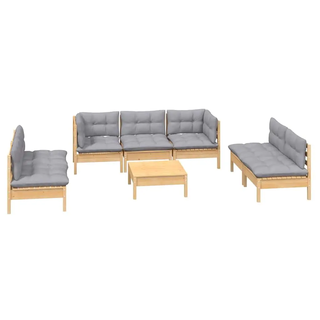 8 Piece Modular Patio Garden Lounge Set with Grey Cushions for Outdoor Spaces