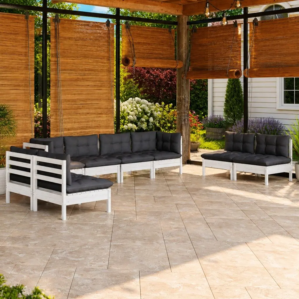 Garden Lounge Set 8 Piece Outdoor Patio Furniture Modular White