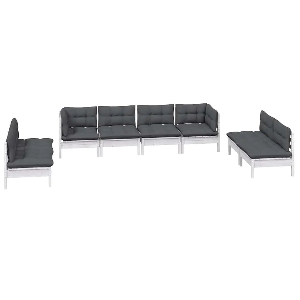 Garden Lounge Set 8 Piece Outdoor Patio Furniture Modular White