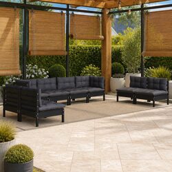 Specifications of 8 Piece Black Pinewood Garden Lounge Set