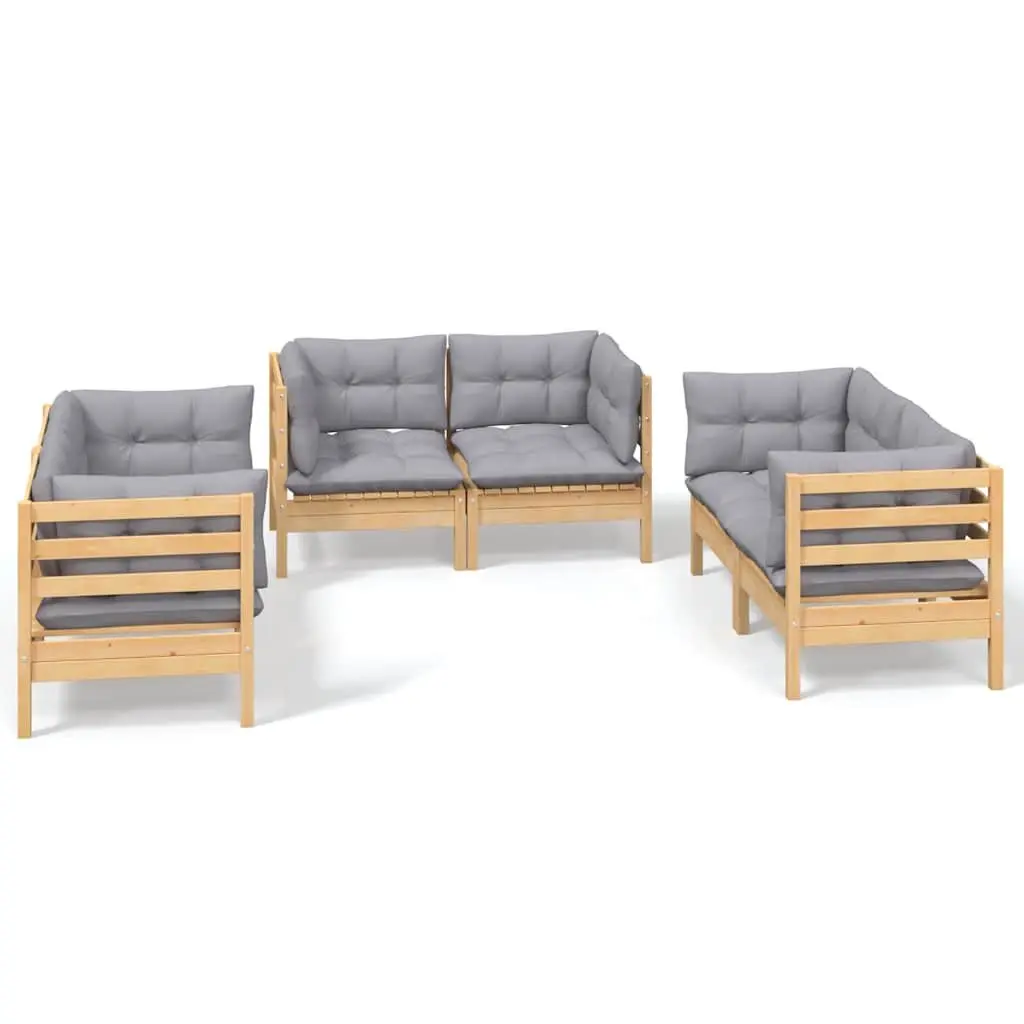 Garden Lounge Set Outdoor Patio Furniture 6 Piece Modular Grey Cushions