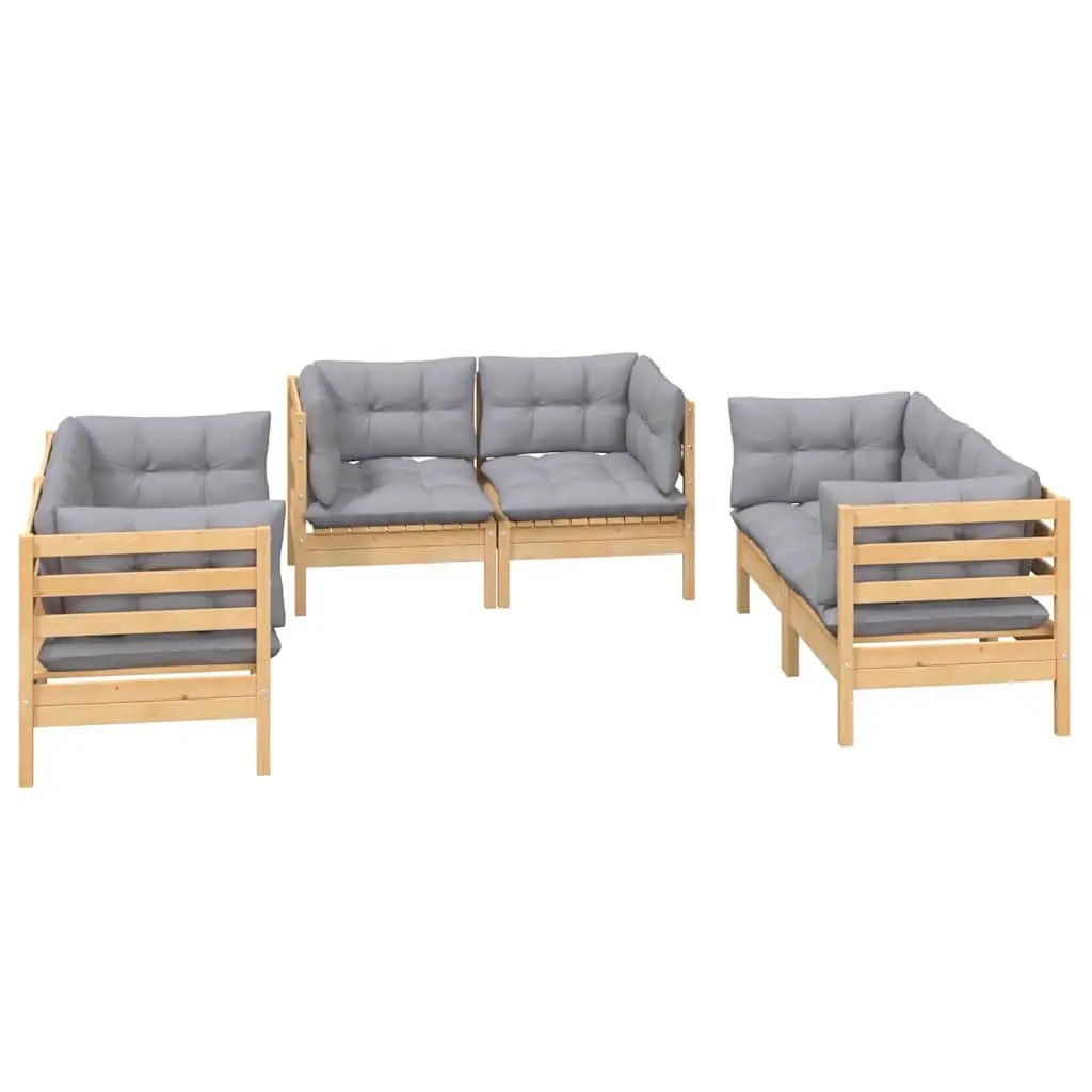 Garden Lounge Set Outdoor Patio Furniture 6 Piece Modular Grey Cushions