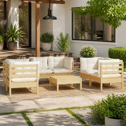 Specifications of 7 Piece Modular Lounge Set in Pinewood