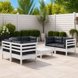 7-Piece Outdoor Furniture Set - Solid Pinewood and Cushions