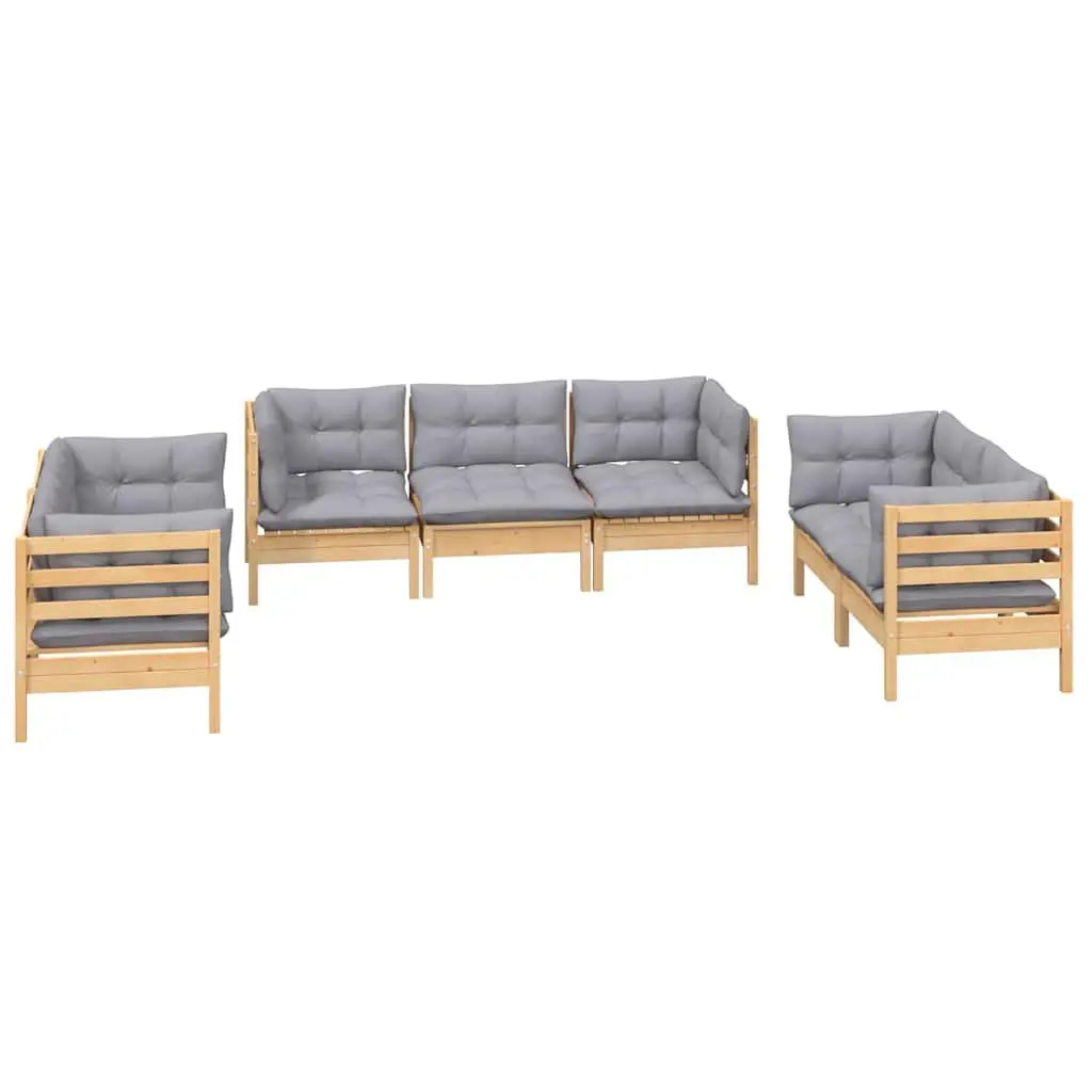 Garden Lounge Set 7 Piece Outdoor Patio Furniture Grey Cushions Modular Sofa