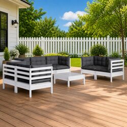 8-Piece Garden Lounge Set with Solid Pinewood Construction