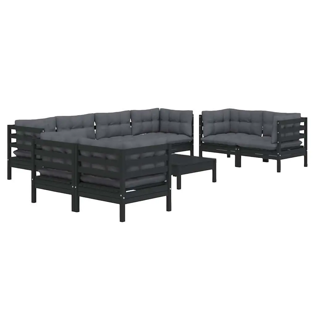 9 Piece Black Outdoor Lounge Set