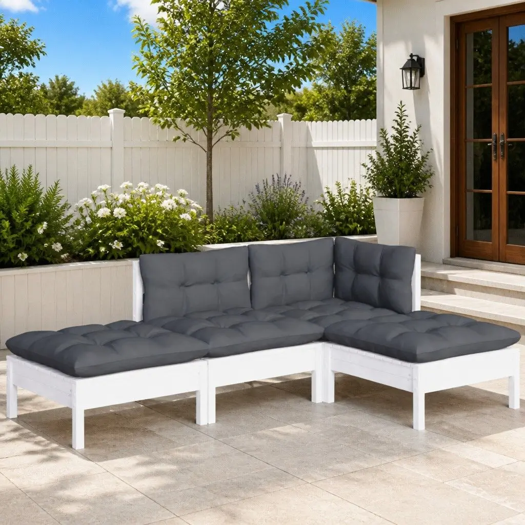 4 Piece Garden Lounge Set Outdoor Solid Pinewood with Cushions