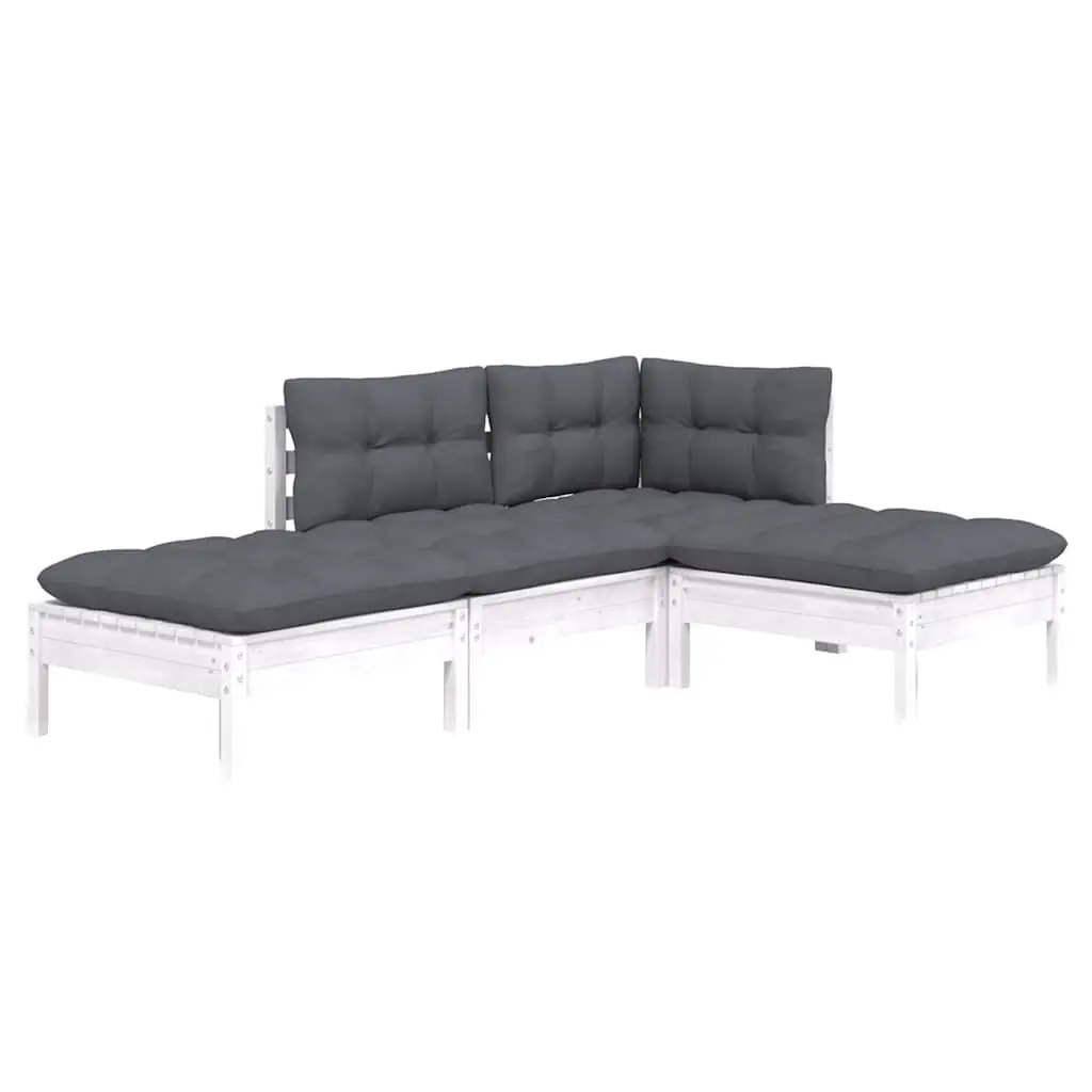 4 Piece Garden Lounge Set Outdoor Solid Pinewood with Cushions