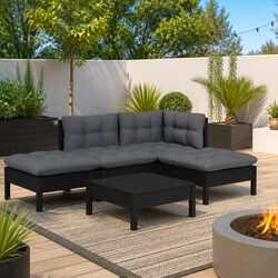 5-Piece Modular Lounge Set: Solid Pinewood and Cushions