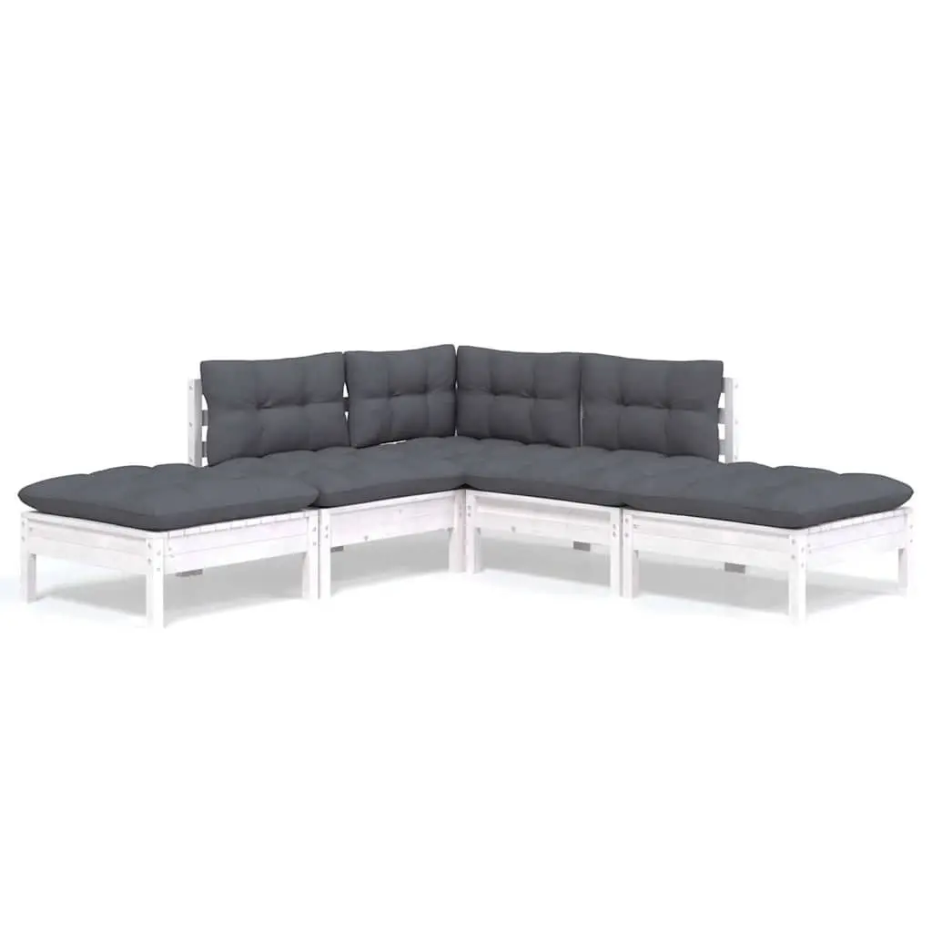 5 Piece Garden Lounge Set Outdoor Patio Furniture White