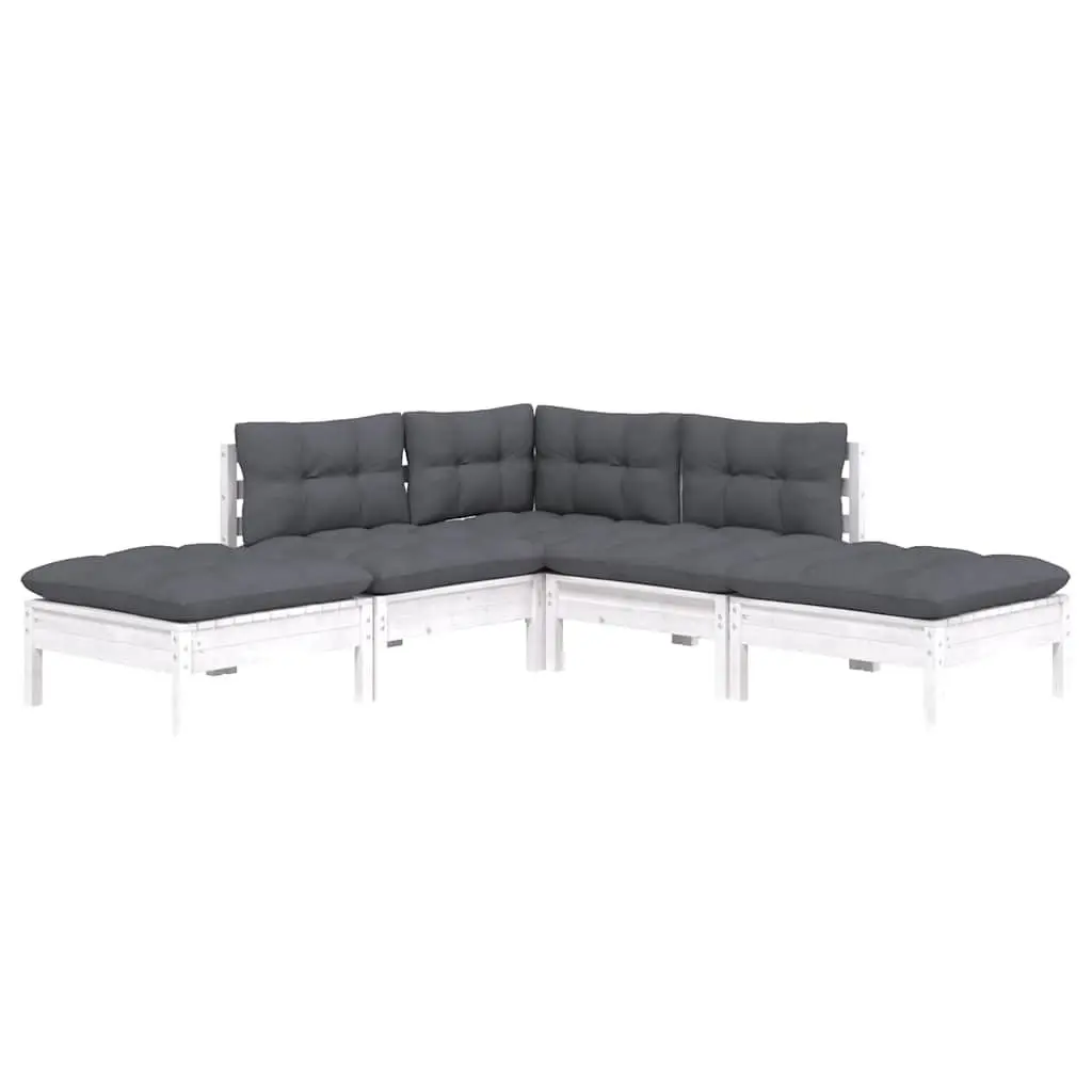 5 Piece Garden Lounge Set Outdoor Patio Furniture White