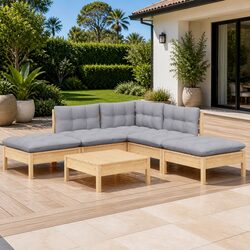 Specifications of 6-Piece Wooden Garden Lounge Set with Cushions