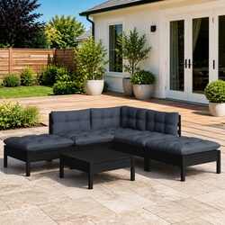 Specifications of 6-Piece Outdoor Lounge Set in Black