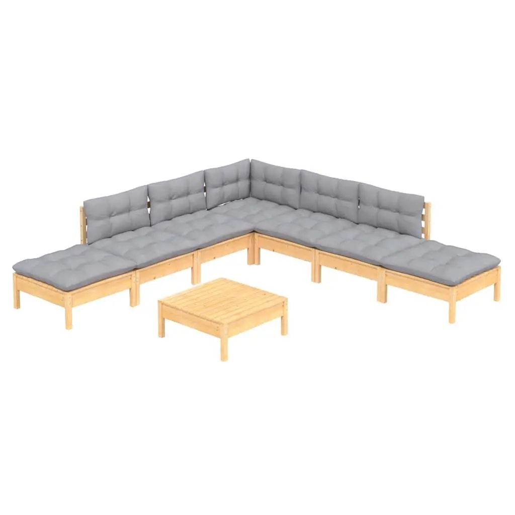 8 Piece Modular Garden Lounge Set in Solid Pinewood