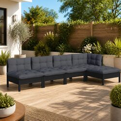 Specifications of the 5-Piece Black Garden Lounge Set