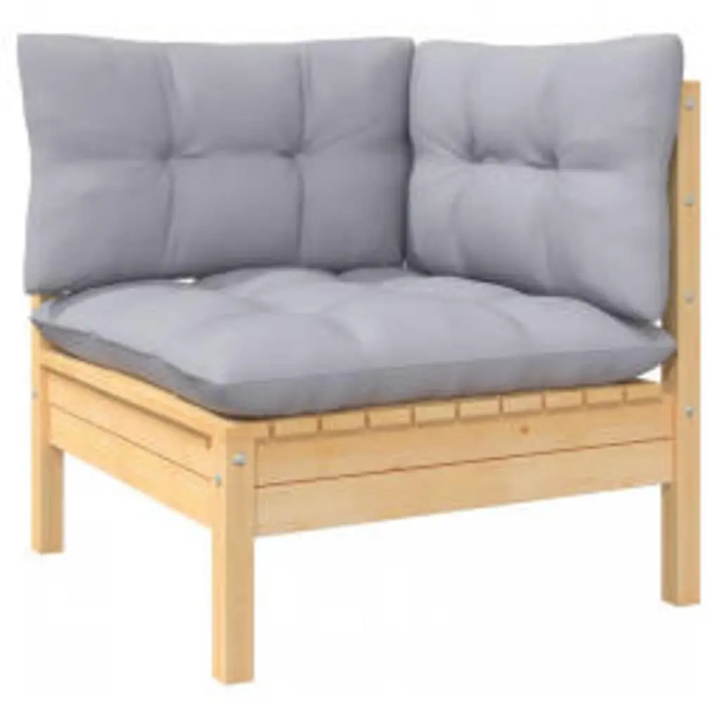 Garden Lounge Set 4 Piece Outdoor Seating Grey Cushions