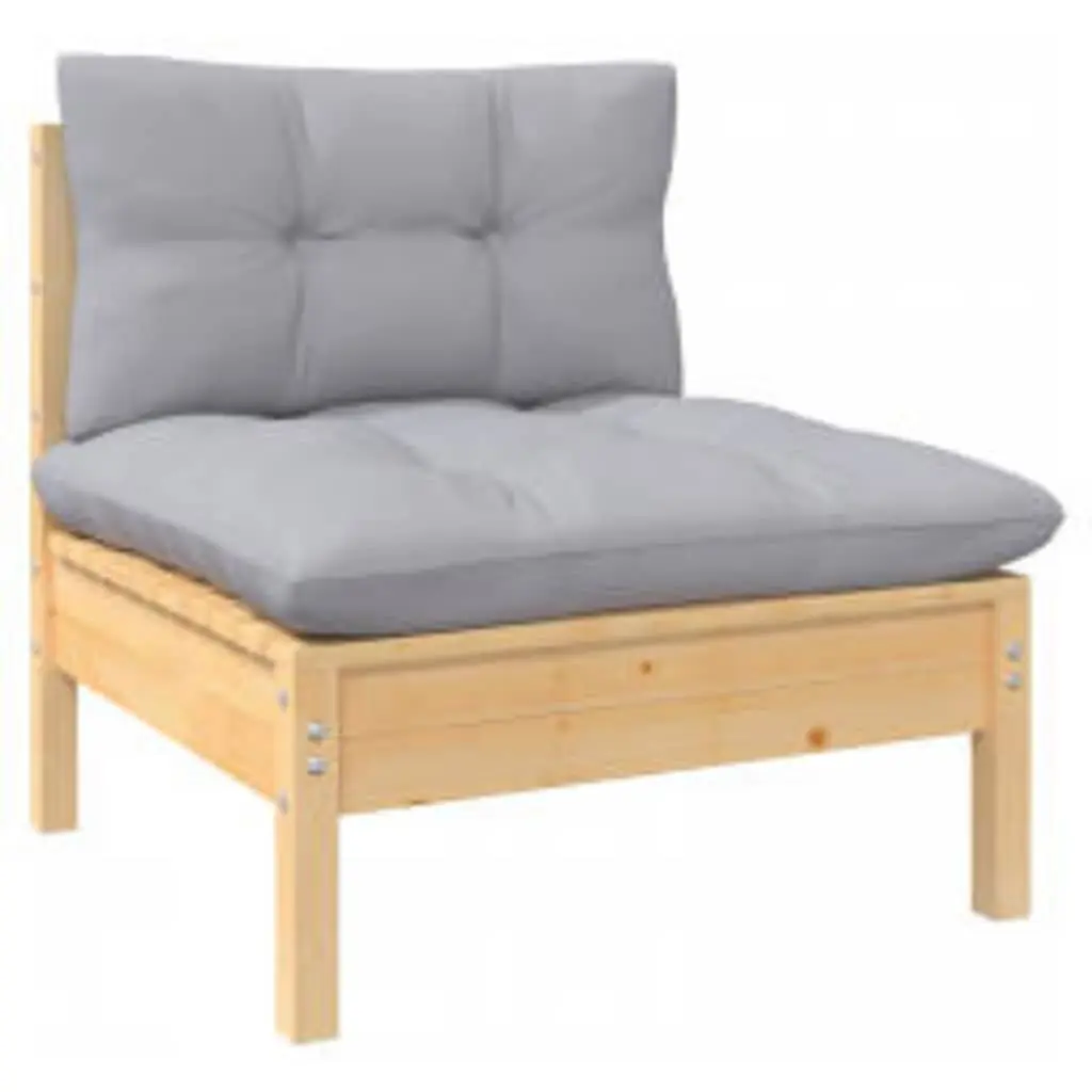 Garden Lounge Set 4 Piece Outdoor Seating Grey Cushions