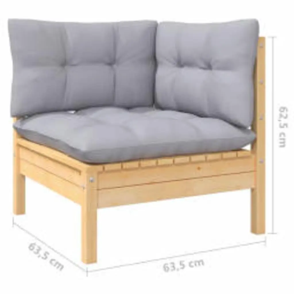 Garden Lounge Set 4 Piece Outdoor Seating Grey Cushions