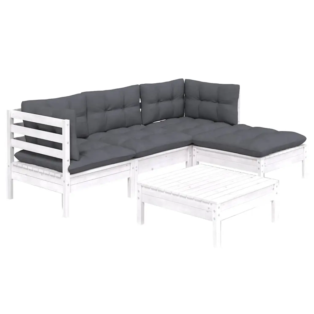 5 Piece White Pinewood Lounge Set
