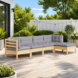 5-Piece Garden Lounge Set: Durable Pinewood and Cushions