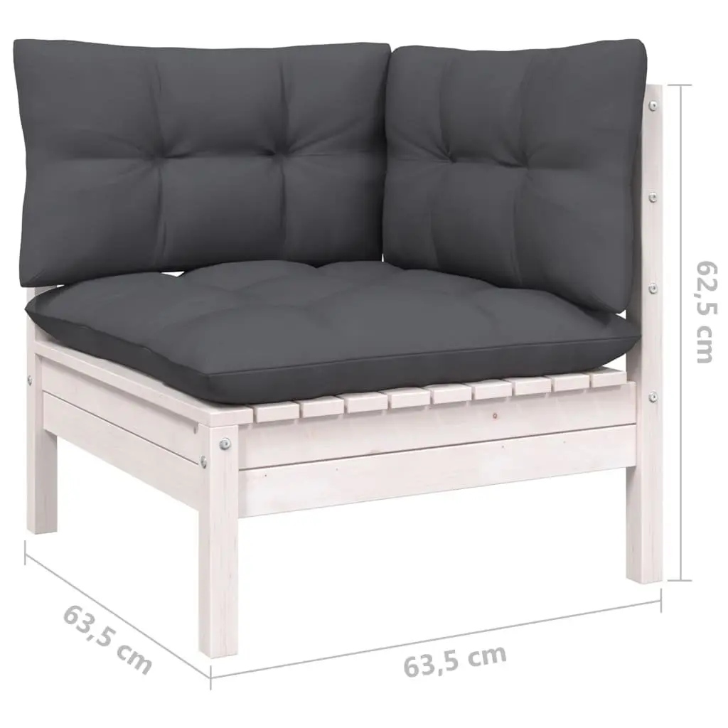 Modular Garden Lounge Set 5 Piece White Outdoor Furniture for Patio with Cushions